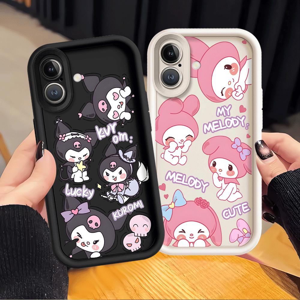 Sanrio My Melody Kuromi Soft Shell Case for iPhone 13 12 11 Pro Max 16e 15 16 14 Plus 17 Air XS Max XR