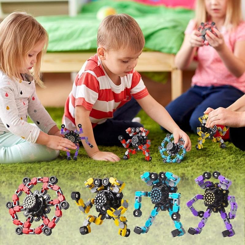 4PCS Transformable Fidget Spinners for Kids and Adults Stress Relief Sensory Toys for Boys Girls Finger Gyro Decompression Toy