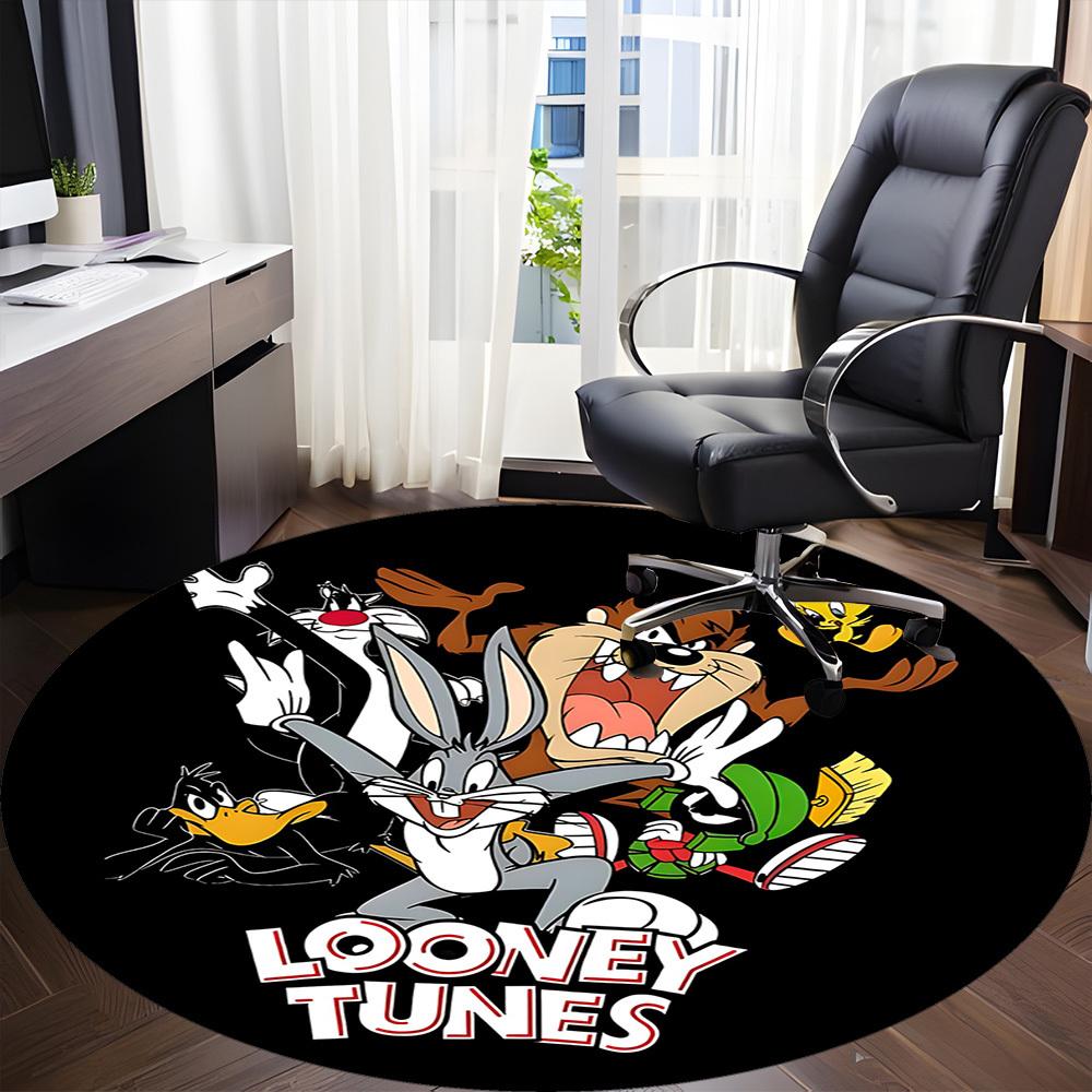 1pc Looney Tunes Characters Office Round Area Rug, Bedroom Living Room Home Decor, Room Deco, Offic A1016116