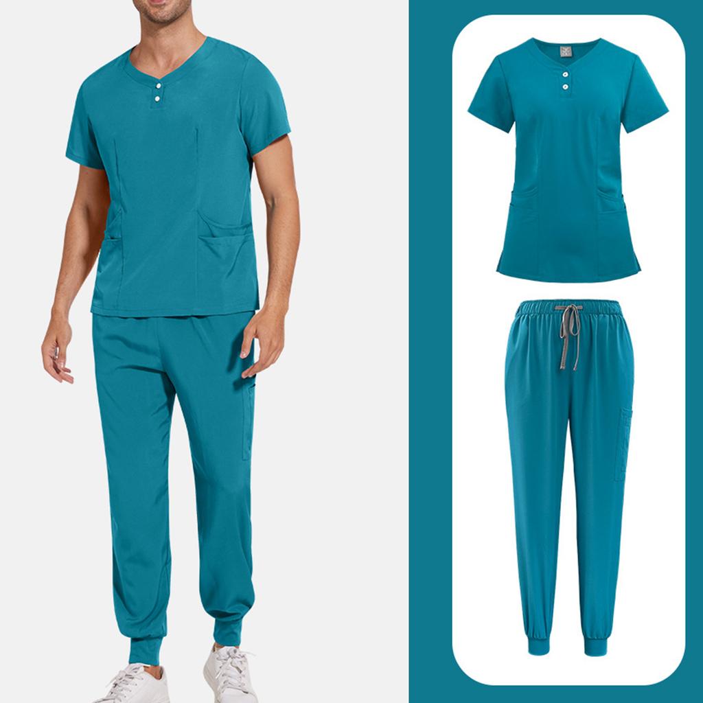 Mens' Comfortable And Casual Solid Color Short Sleeved Pants Protective Suit Set