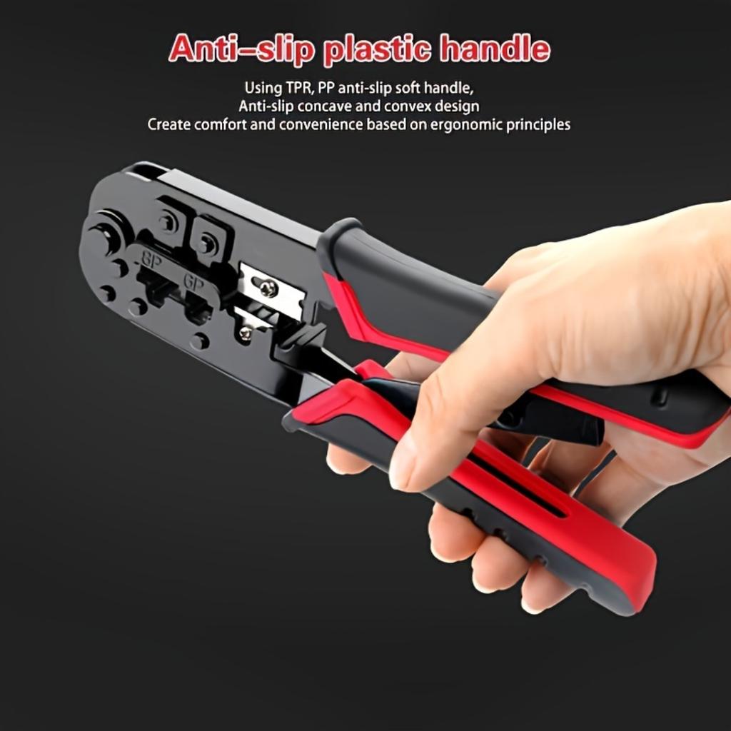 Professional Multifunctional RJ45 Network Crimping Tool, 8P6P Cable Stripper And Cutter For Home Monitoring Room Wiring Repair Work