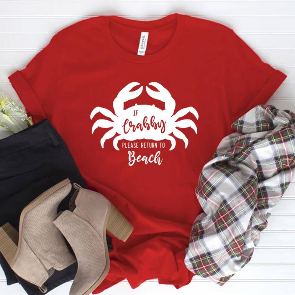 If Crabby Please Return To Beach TShirt Crab Shirt Vacation Tshirt Funny Beach Graphic Tee Unisex T Shirt Short Sleeve Tshirt S