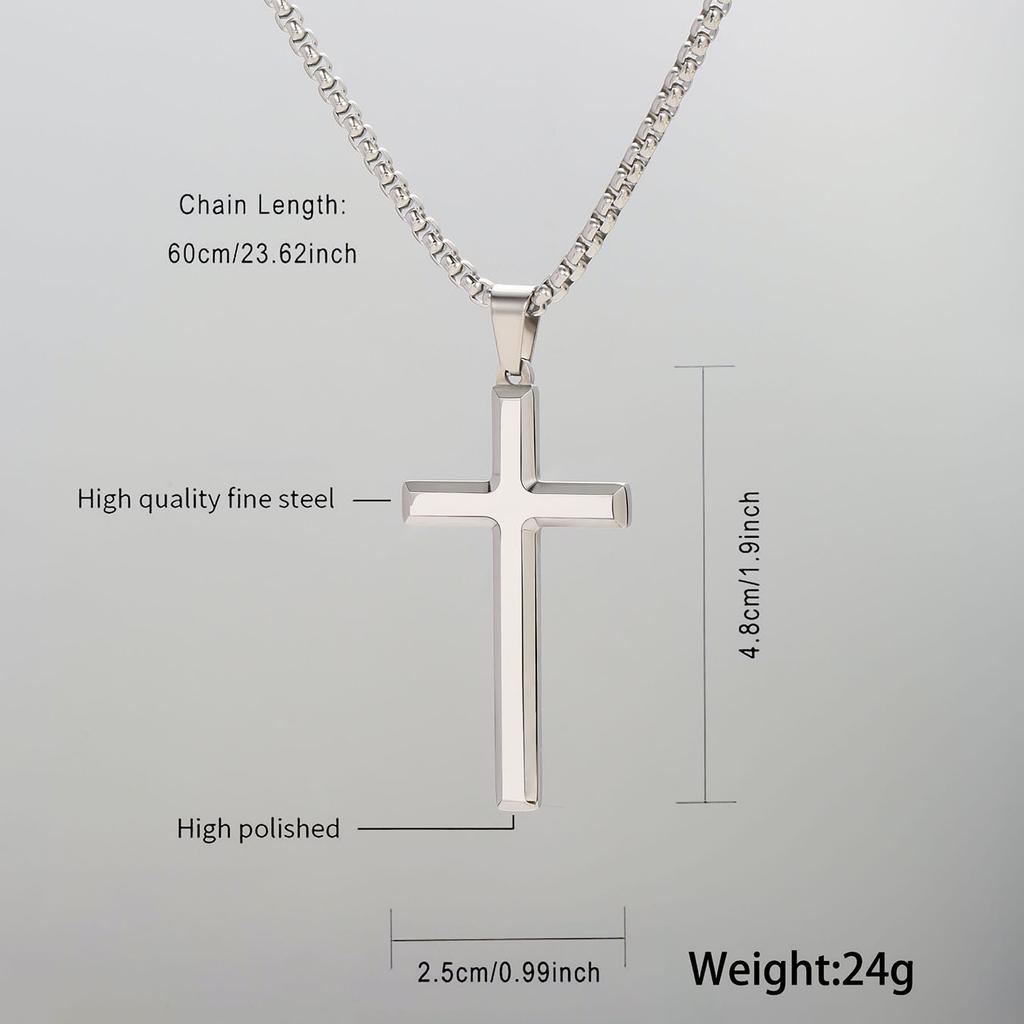 Collier Homme Spiritual Male Minimalism Stainless Steel Necklace Man's Jesus Cross Necklace for Man Collar Hombre
