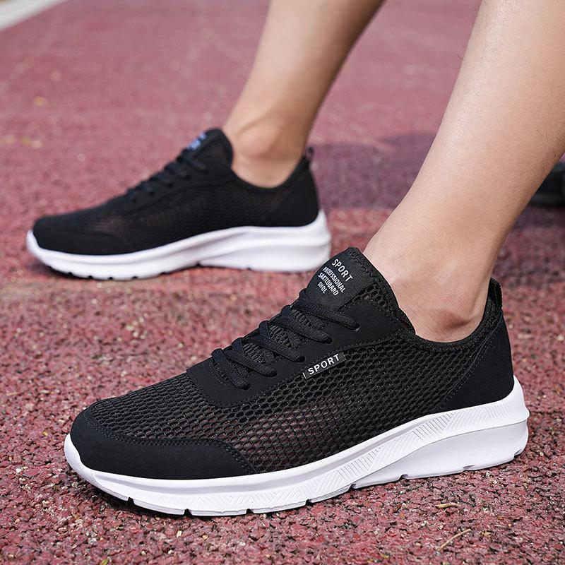 Summer Men Casual Shoes Lightweight Lace-up Sneakers Men Breathable Mesh Walking Shoes Fashion Mens Gym Shoes Plus Size 39-48