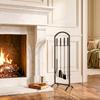 Fireplace Set, 6-Piece, Log Bag, Brush, Shovel, Poker, Tongs, Stand, 30 x 22 x 86 cm, Black