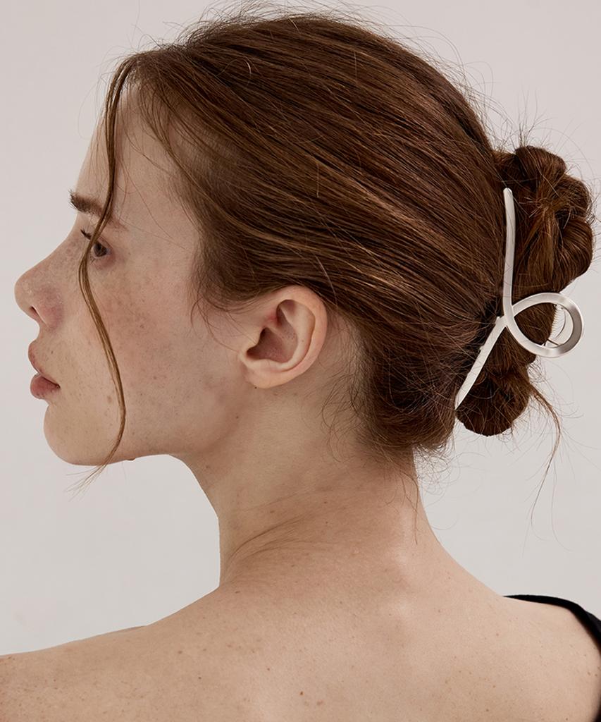 S'Secondo Simple Matte Twist Hair Clip_Matte Silver