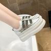 Fashion 7.5cm Women Casual Platform Wedge Summer Hollow Mesh Shoes High Brand Crystal Hook Sping Chunky Sneaker Fashion High Heel