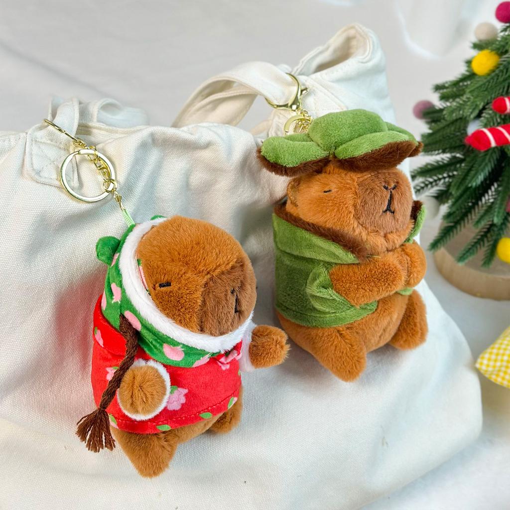 Kapibala Plüsch-Anhänger, süße Capybar-Puppe, Stoffpuppe, Schlüsselanhänger, 10,2 cm große Greifpuppe