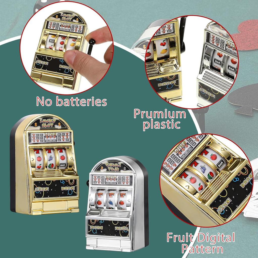 21 Pieces Casino Cake Decorations Set Mini Slot Toy Machine Poker Cake Topper Casino Happy Birthday Cake Topper