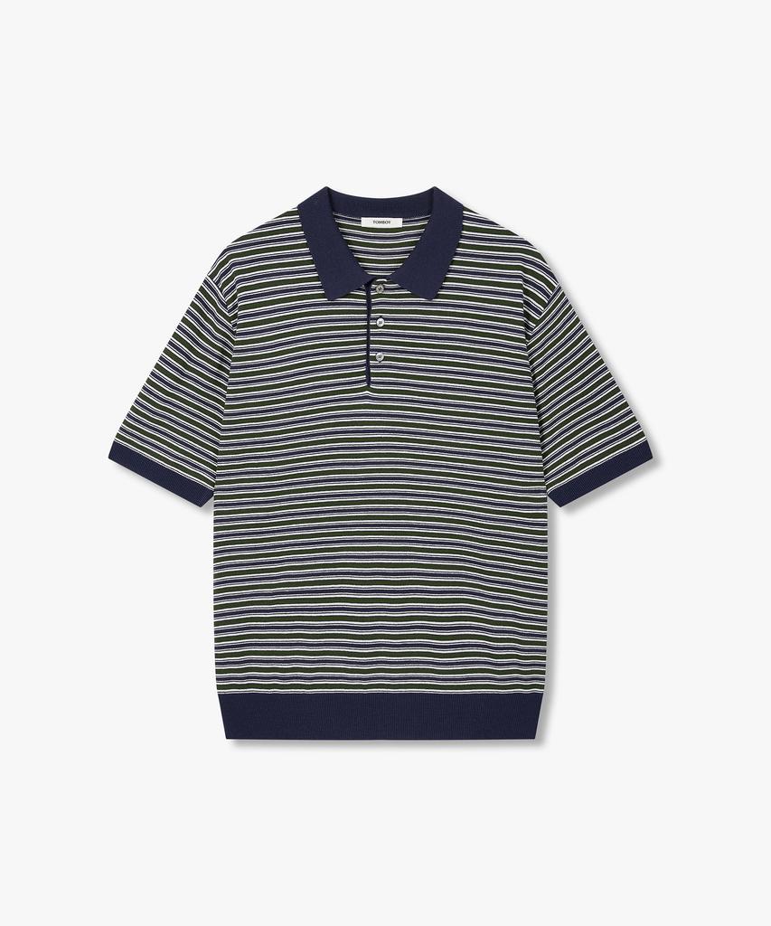 STUDIO TOMBOY [Men] Multi Stripe Collared Knit_Green 9156252212