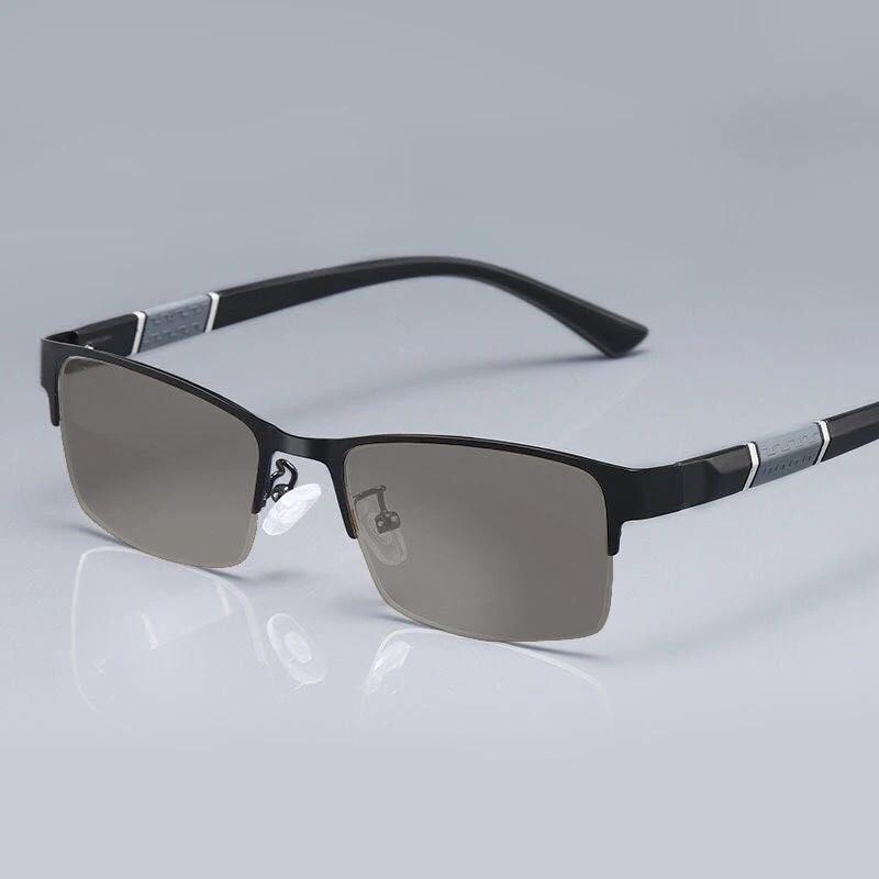 Óculos de sol de luxo masculino moda metal meia armação negócios fotocromático óculos masculino feminino esportes ao ar livre uv óculos de sol