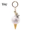 Soft Decorative Charm Plush Ice Cream Keychain for Backpacks, Fluffy Cone Keyring Decor Bag Charm, Pendant with Metal Ring Backpack Decoration