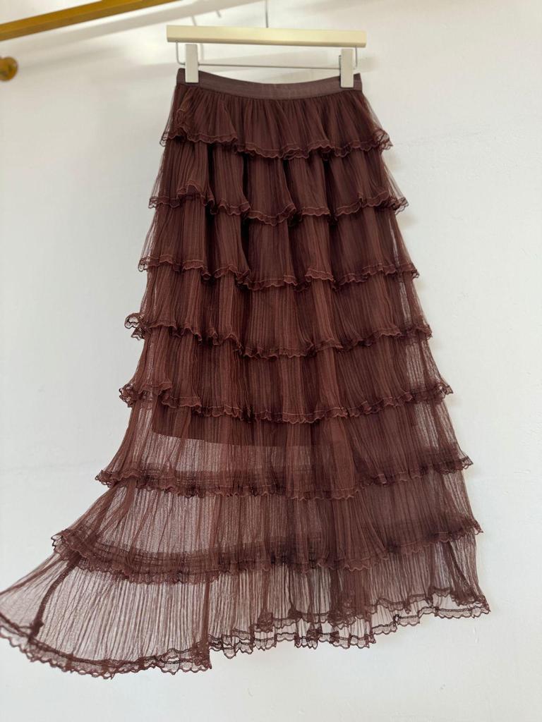 European & American Patchwork Lace Midi A-line Skirt - Sweet, Gentle Style for Women