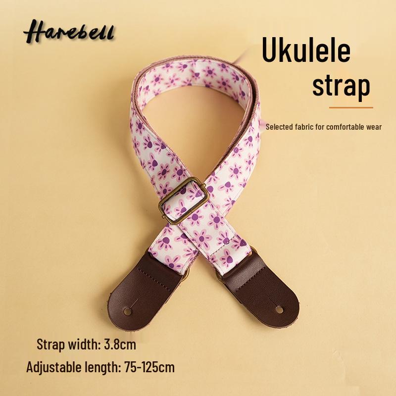 Spot Purple Paw Print Cotton Guitar Strap with Retro Buckle
