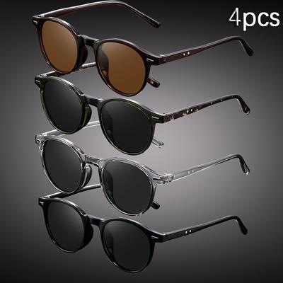 4-pack Round Small Frame Glasses Simple Business Fashionable for Men Women Birthday Gifts Photography Props