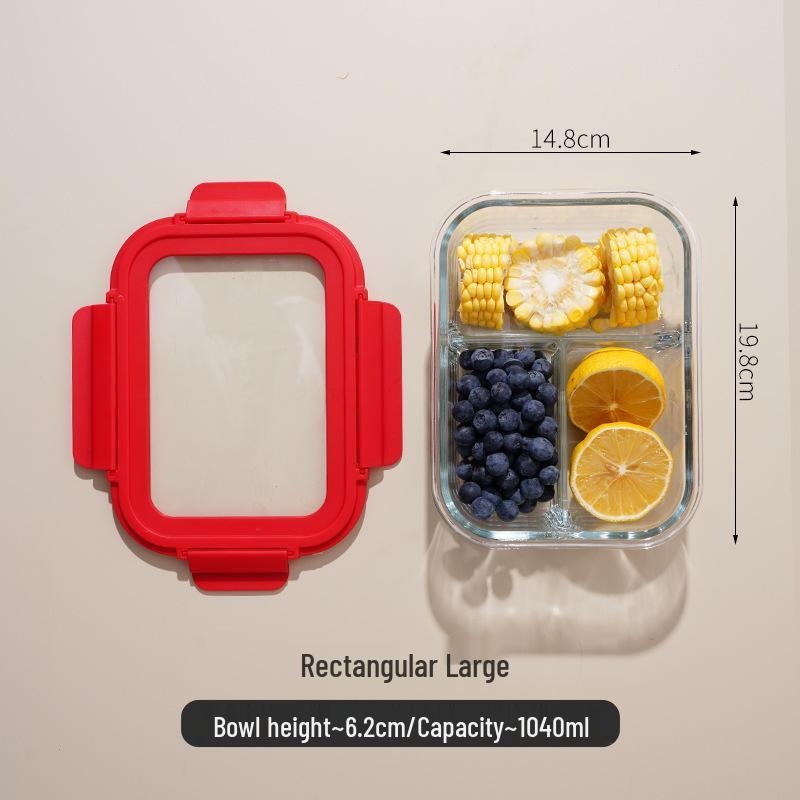 High Borosilicate Glass Lunch Box - Office Worker Bento Box with Fresh-Keeping Seal