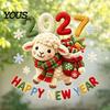 Easy Apply Static Decals Happy New Year Window Cling, 2027 Crochet Sheep Snowflake Holiday Decorative Stickers Glas Sticker, Reusable Christmas