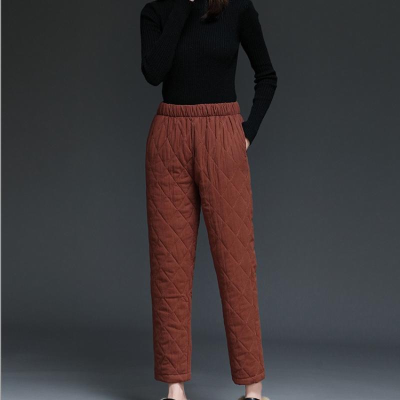

Осень и Зима Новые Пуховые Хлопковые Брюки Защита Талии Модные Теплые Брюки Свободные Тонкие Большие Размеры Повседневные Брюки 3XL тёмно-рыжий