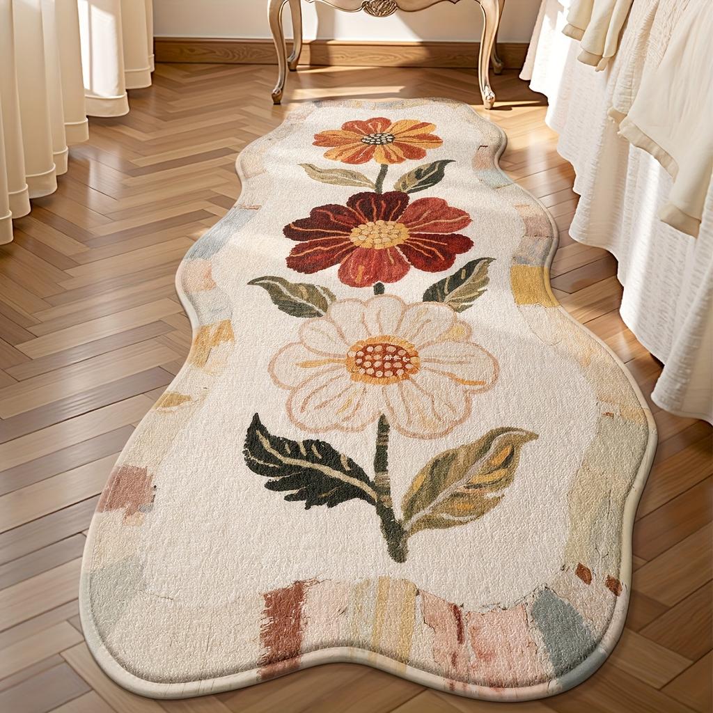 Vintage Flower Carpet Doormat Bedside Blanket Soft Rug For Bedroom Carpet For Living Room Floor Mat Home Dec