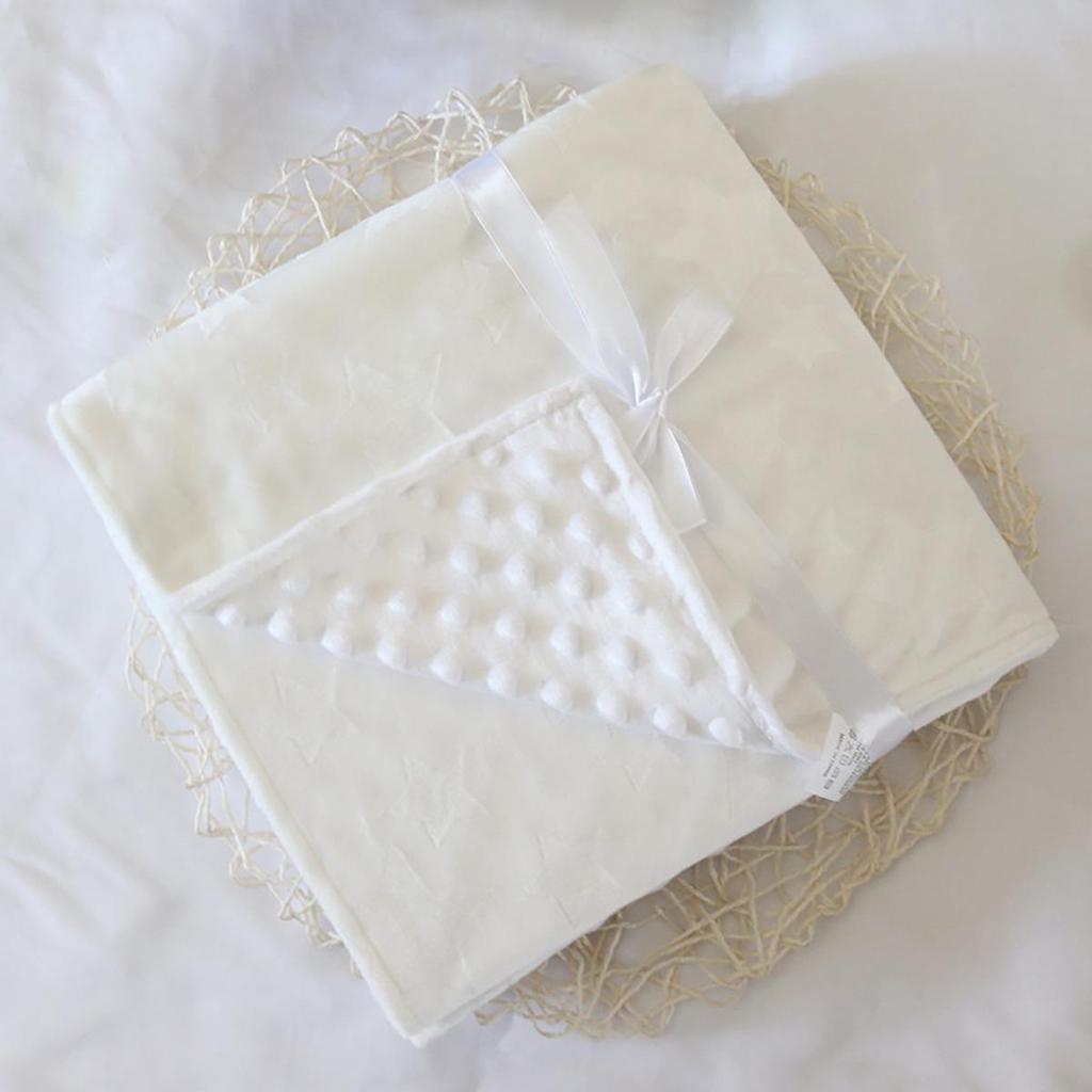 Newborn Mung Bean Velvet Soothing Baby Swaddle Blanket with Double Layer Edging and Bubble Press Design