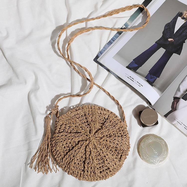 Summer Straw Bags for Women Handmade Tassel Beach Bags 2024 Raffia Rattan Woven Handbags Vacation Shoulder Crossbody Bags Clutch