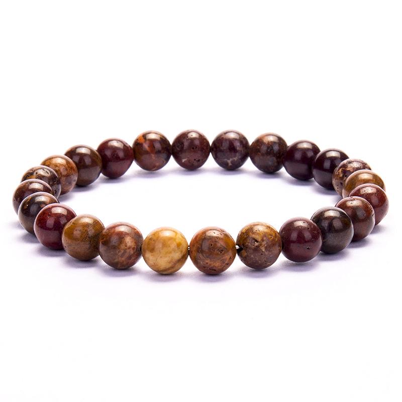 New European & American Style Cross Bracelet, 8MM Natural Stone Beaded Fashion Accessory