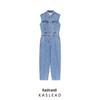 2025 Spring Women's Fashion: European and American Style Balloon Silhouette Denim Jumpsuit