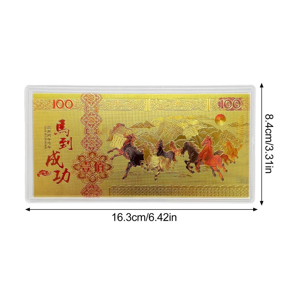 2026 Year of Horse Souvenir Card Blessing Chinese Lunar New Year Souvenir with Clear Case Red Packet for Gift Craft