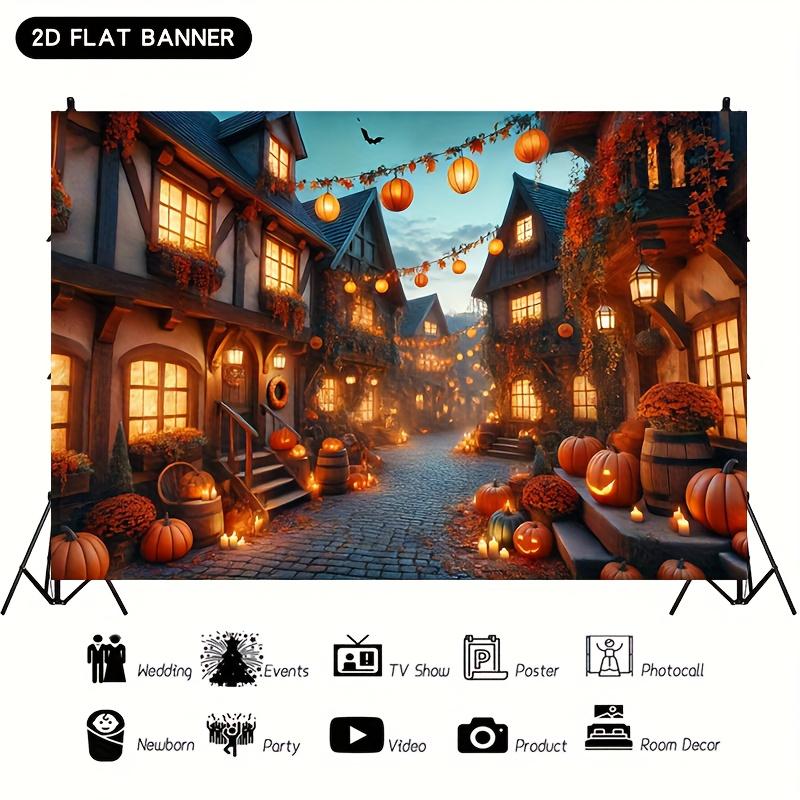 1pc Halloween Canvas Background Horror Street View Photography Screen Indoor and Outdoor Banners