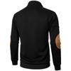Yousheng Men Sweatshirt with Elastic Cuffs Stand Collar Long Sleeves Patchwork Loose Contrast Color Buttons Casual Daily Wear School Mid Length Top
