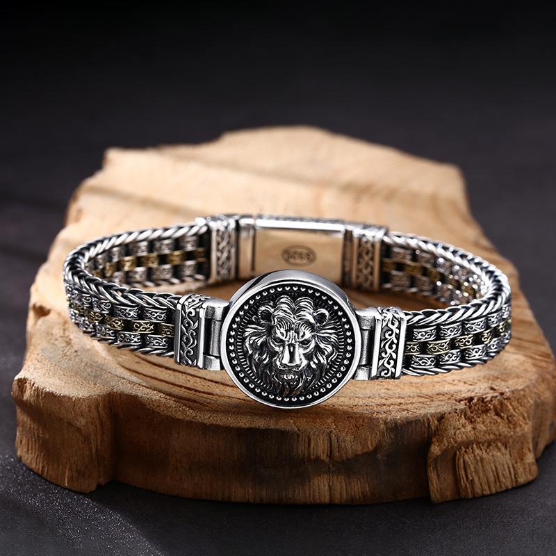 Xiangxu Bracelet, Mighty Weaving Lion Head Bracelet, Mighty Trendy Thai Retro Vintage Vintage