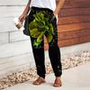 Women Flower Printing Pants Lace Up Elastic Waist Loose  Trousers Casual Long Pants Trousers with Pockets