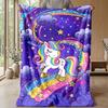 Unicorn Rainbow Stars Theme Blanket Lightweight Warm Flannel Blanket Decorative Throw Blanket for Home Decoration