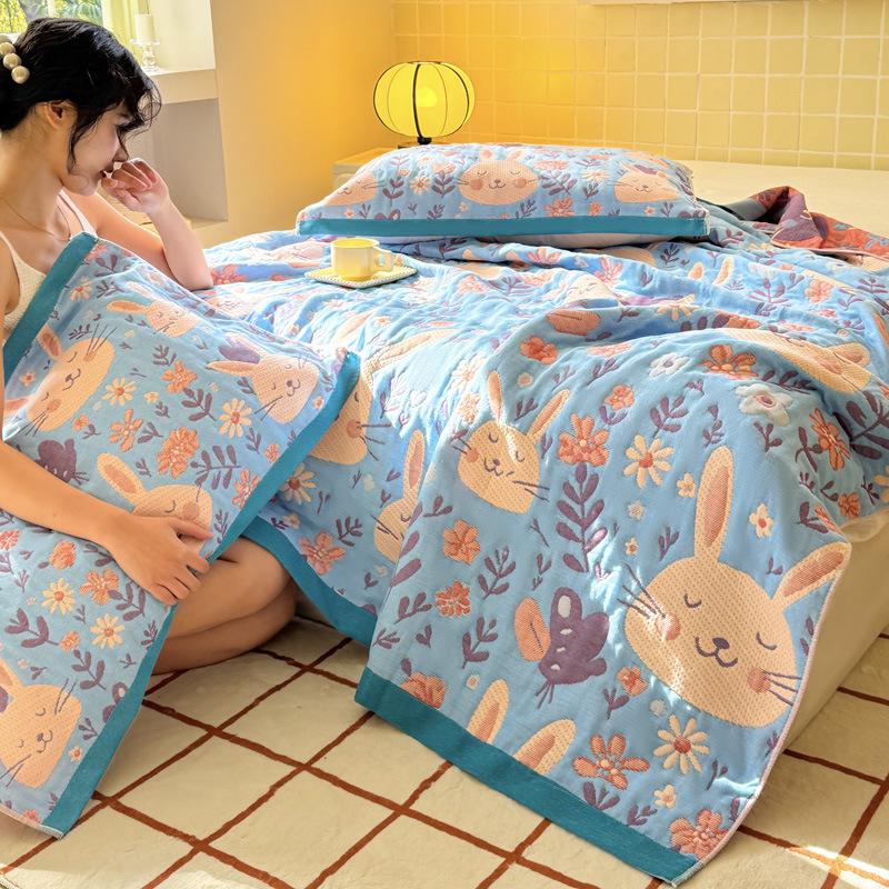 Three-layer Cotton Gauze Blanket - Versatile for Office Nap, Sofa, Air Conditioning, and Summer Quilt Uses