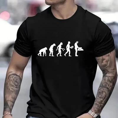Funny Evolution DJ Printed TShirt Men Fashion Casual Short Sleeves Tshirts Summer Casual Breathable Tshirt Music Tee Shirt Tops