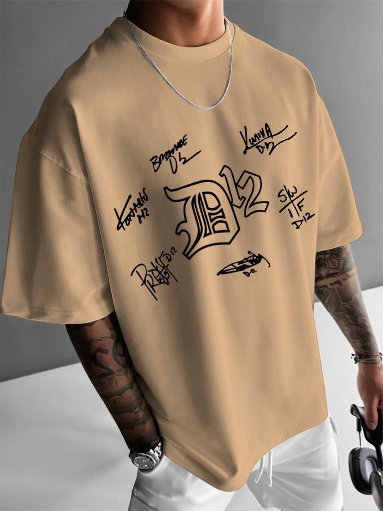Unisexs Vintage D12 Crew Signatures Print Tshirt 100 Polyester Streetwear Tee Loose Fit Hip Hop Tops Sxxl