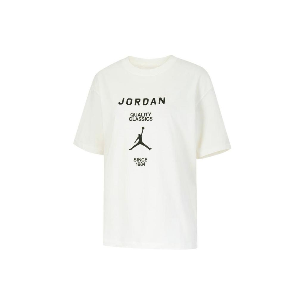 Jordan Alphabet Print Round Neck Short Sleeve T-Shirt Women Tops White FZ0618-133