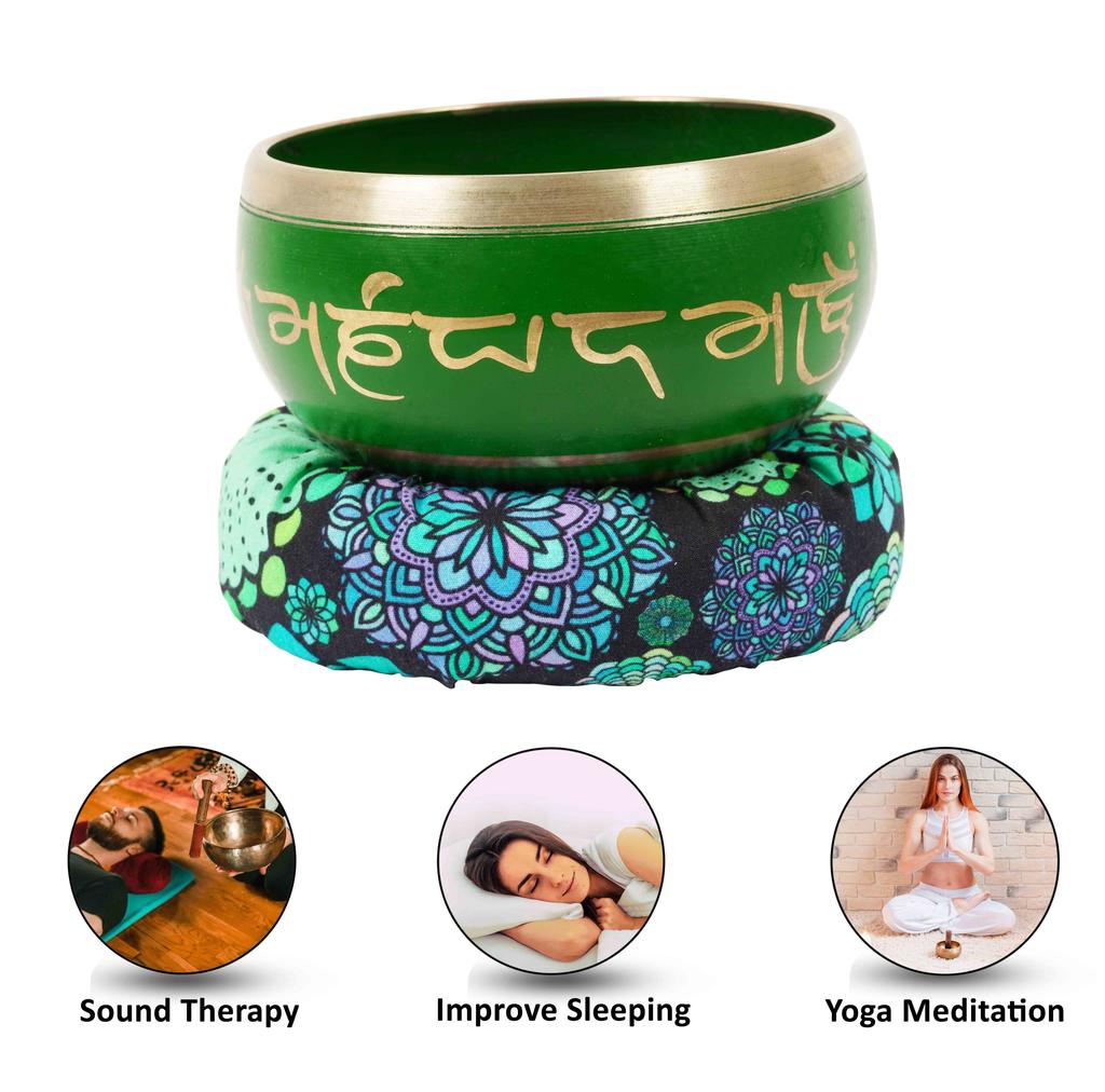 IBA Indianbeautifulart Tibetan Singing Bowl Musical Instrument For Meditation W Stick & Cushion