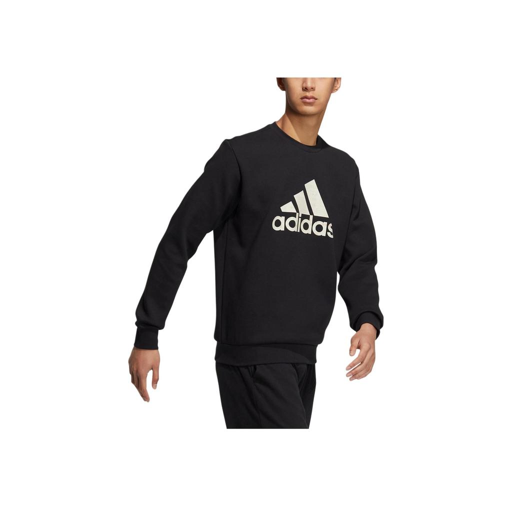 Adidas Printed Logo Crewneck Long Sleeve Sweatshirt Men Tops Black HN8995