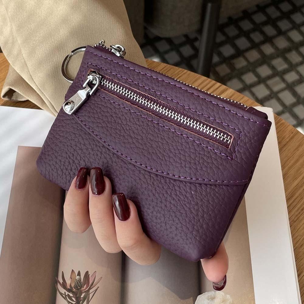 Anti-splash Water Texture Lady Wallet Classic Multiple Card Short Coin Purse Solid Color Korean Style Leather Cards Bag Work