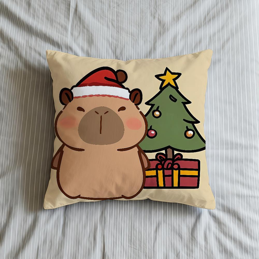 Cushion Cover Soft Case For Sofa Living Room Home Cute Capybara Comfortable Office Decor Christmas Protective Pillow Covers