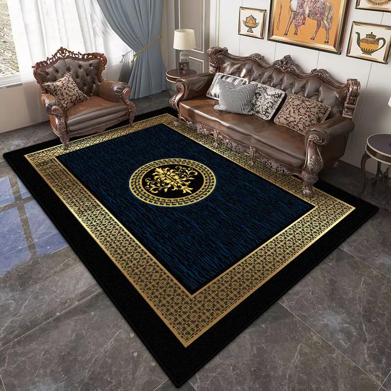 Großer Wohnzimmerteppich im chinesischen Stil, waschbare Dekoration, Schlafzimmer, Luxus, Gold, große Flächenteppiche, Lounge-Teppich, rutschfeste Matte für Kinder