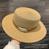 French retro straw hat women's sunshade sunscreen summer hat sun hat belt buckle outdoor woven Hepburn top hat