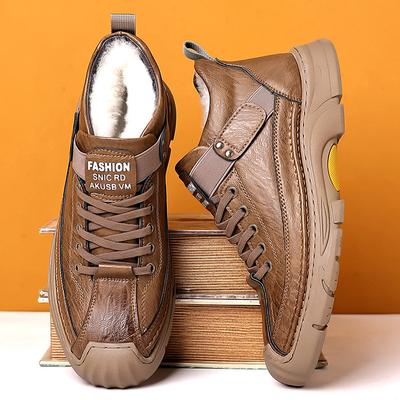 Herren Stiefel Winter High Top Lederschuhe Mode Baumwollschuhe Mode Stiefeletten Business Casual Outdoor Schuhe Männliche Sneakers Neu