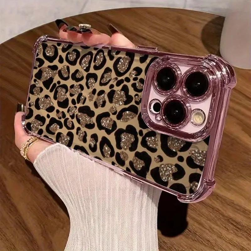 Luxury Personality Leopard Print Plating Phone Case For iPhone 17 16 15 14 13 12 11 Pro Max X XR XSMax 8 Mini Air Plus Anti-Fall