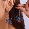 Bunte Strass-Spinnen-Hängeohrringe für Damen Leichter Luxus Glänzende Kristall-Spinnenohrringe Halloween-Party Schmuck Geschenke