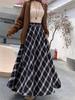 Thickened Warm Wool Retro Plaid Umbrella Skirt - 2025 Autumn/Winter Collection