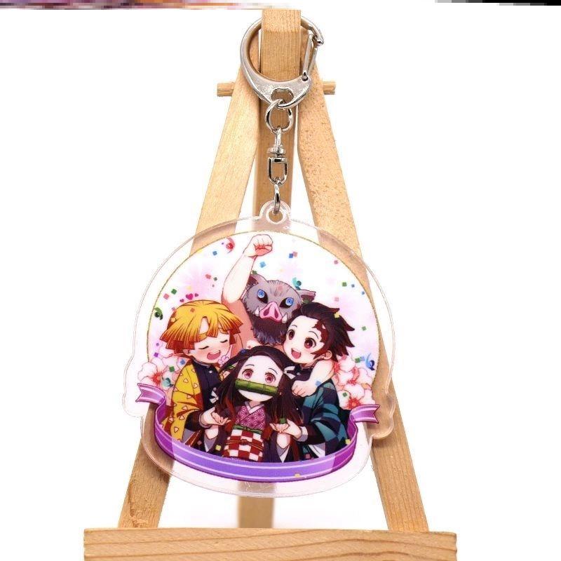 Keychain Pendant Anime Demon Slayer Kimetsu No Yaiba Kamado Tanjirou Double Sided HD Bag Pendant Gift For Fans Cosplay Props Jewelry Gift