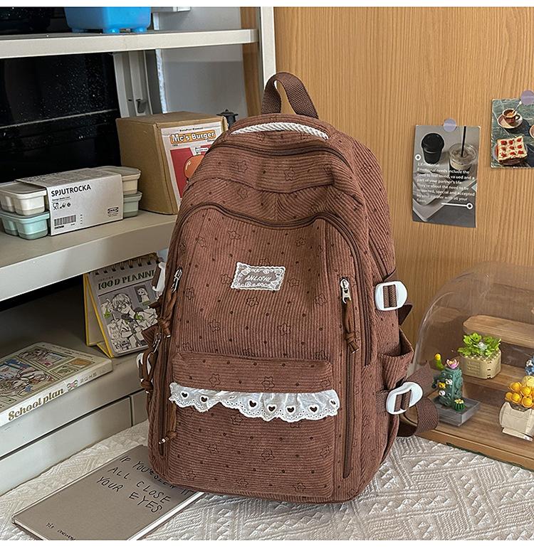 Schoolbag New Backpack Female Korean Version Ins Literary Small Fresh Wind Junior High School Student Backpack Large Capacity Casual Backpack