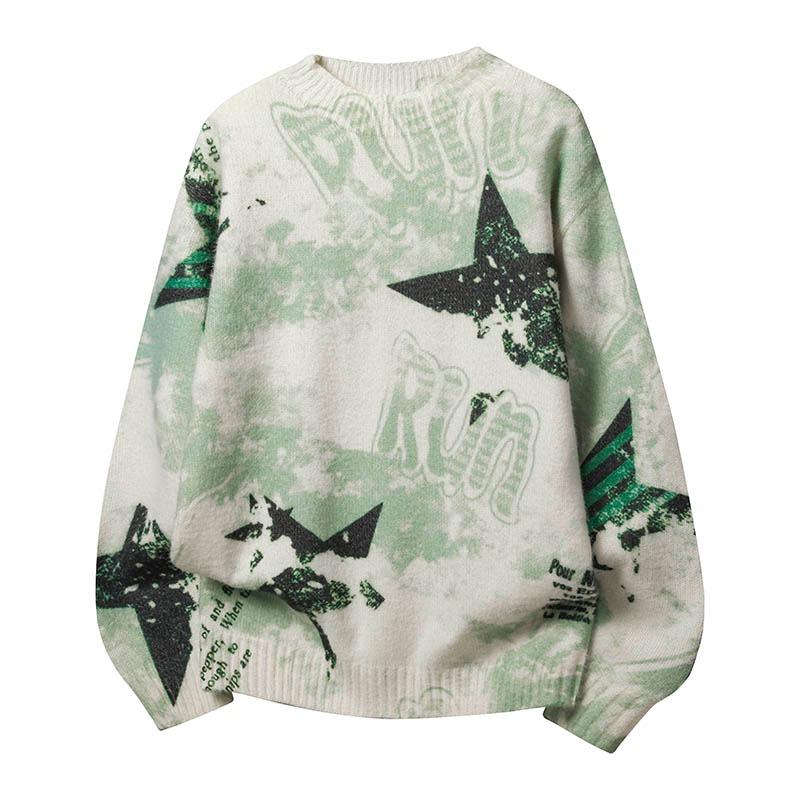 Personalized Loose Sweater Men's Round Neck Bottoming  Pullover Fashionable Contrast Color Autumn  and Winter Top